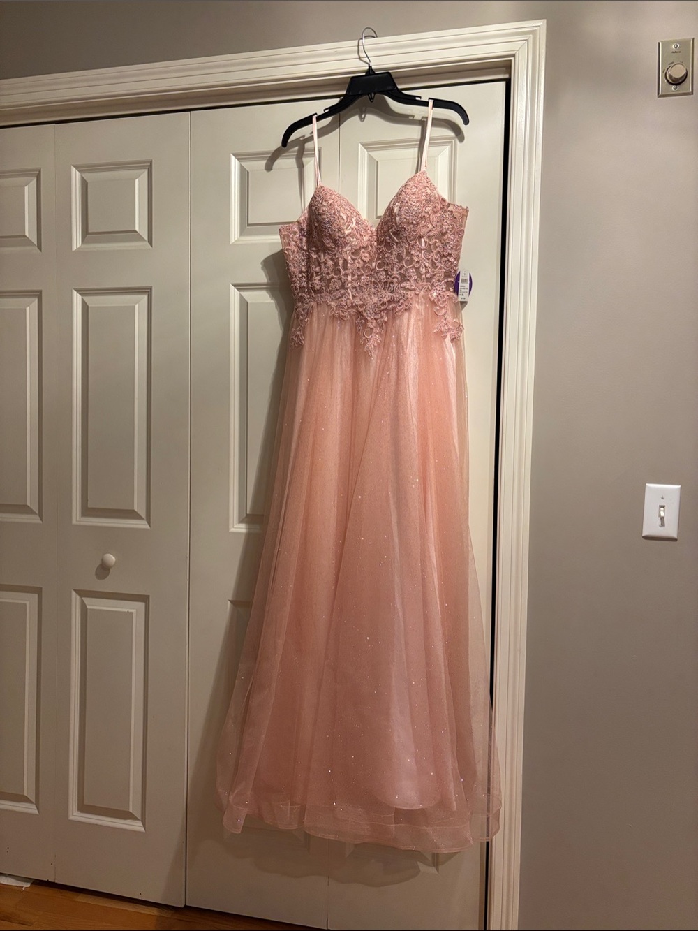 Windsor Blush Pink Lace Bodice Tulle Bridesmaid or Prom Dress